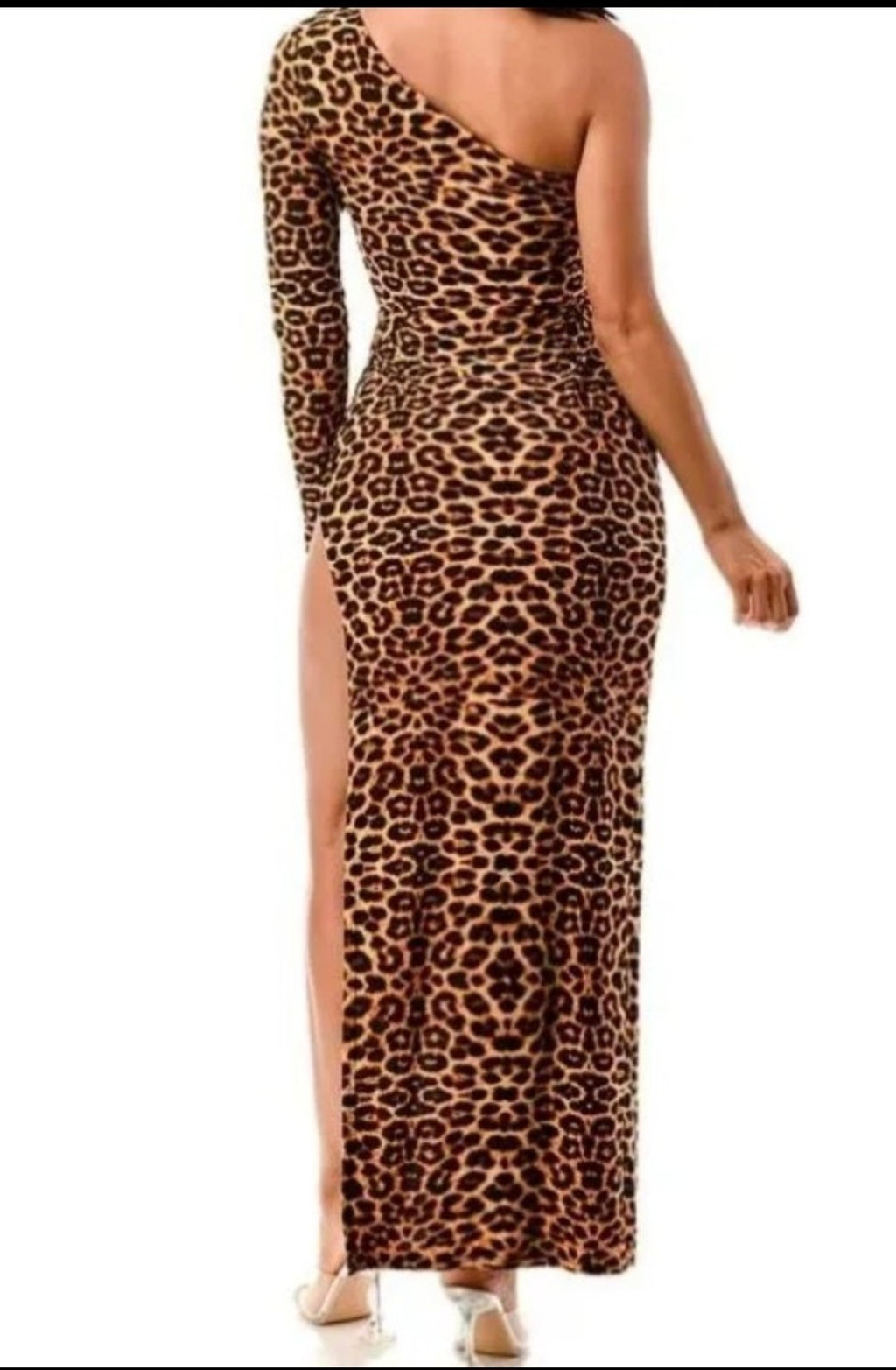 ONE SHOULDER MILE LONG HIGH SLIT DRESS