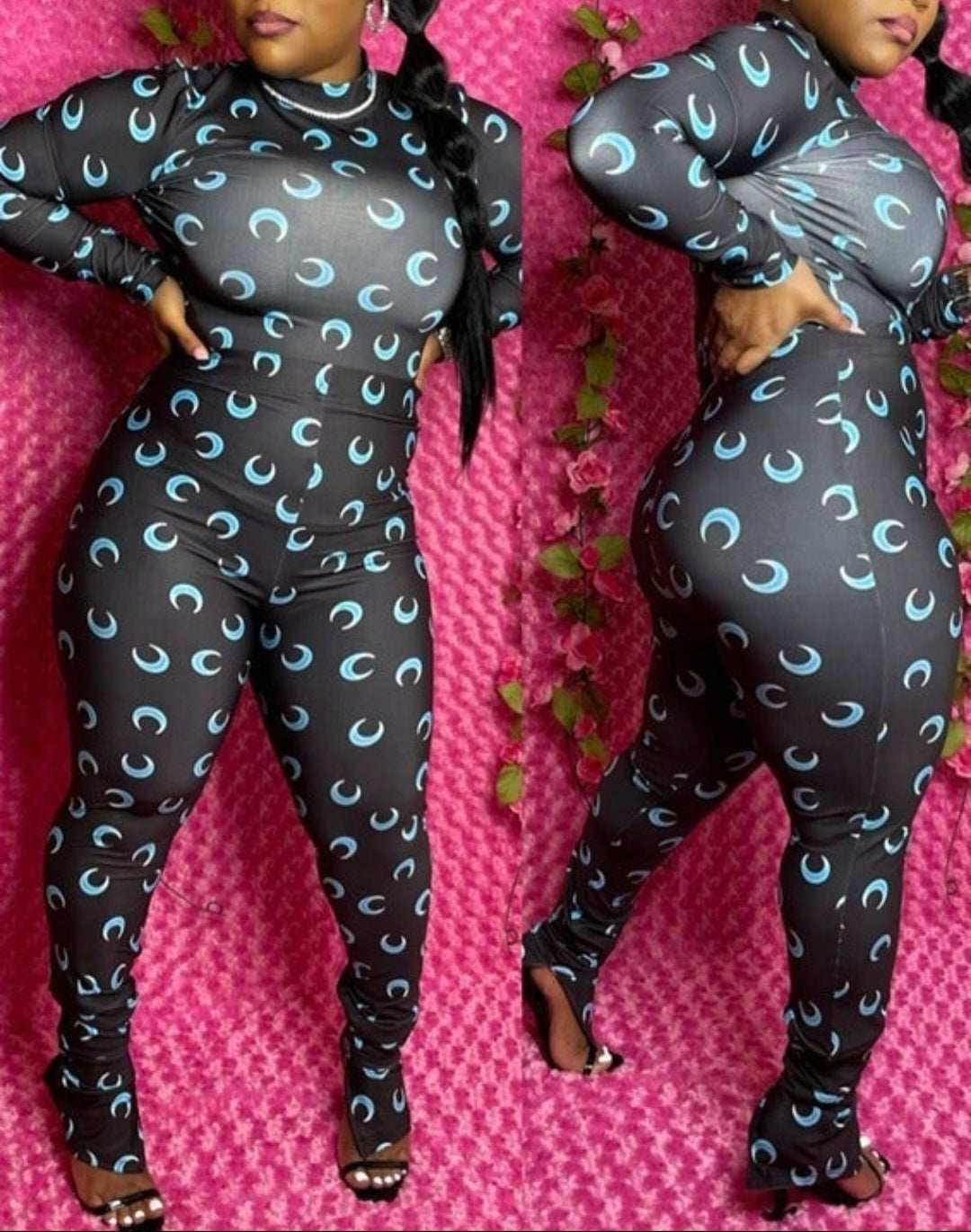 MOON PRINT TWO PIECE PANTS SET