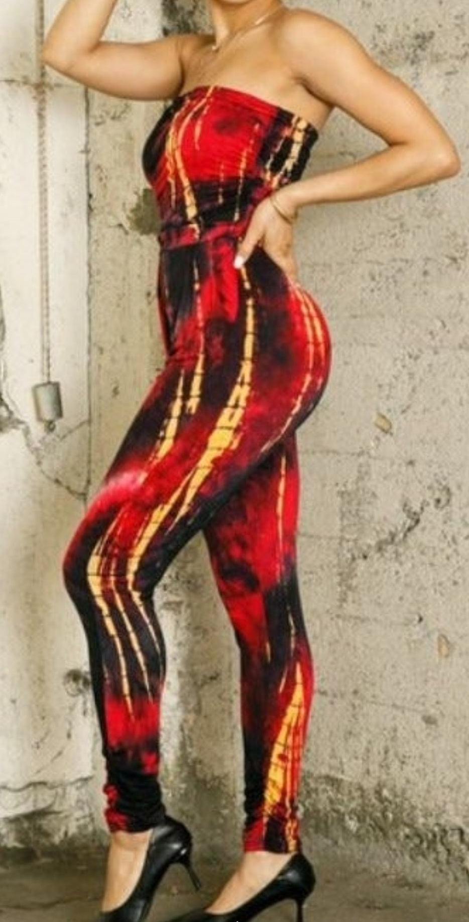 TIE DYE TUBE TOP JUMPSUIT