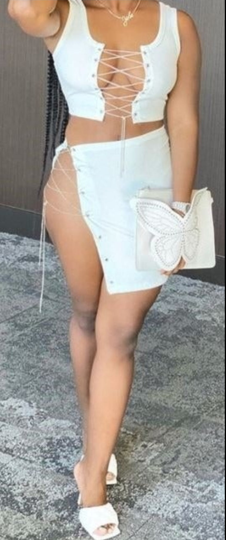 CHAIN LINK TANK TOP & SKIRT SET