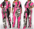 PLUS SIZE OFF SHOULDER JUMPSUIT MULTI PRINT