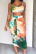 TWO PIECE TIE DYE CROP TOP SKIRT SET